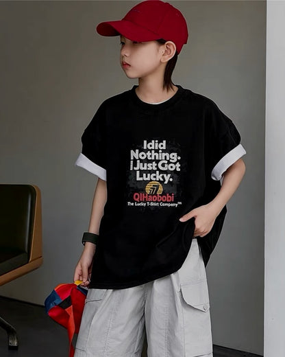 メッセージロゴ オーバーサイズTシャツ｜110-160cm