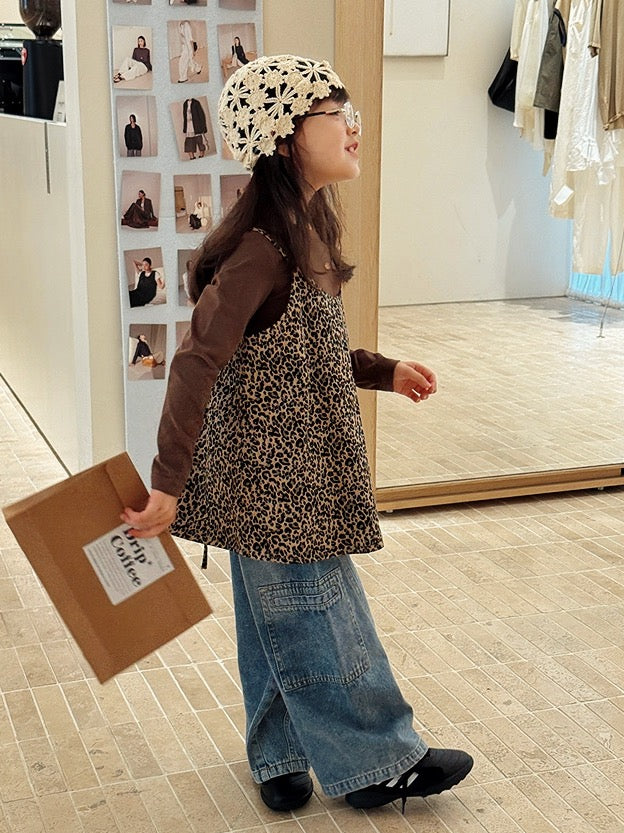 【100-160cm】ウォッシュドストレートデニム