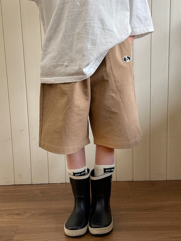 【90-160cm】ワンポイント刺繍ハーフパンツ