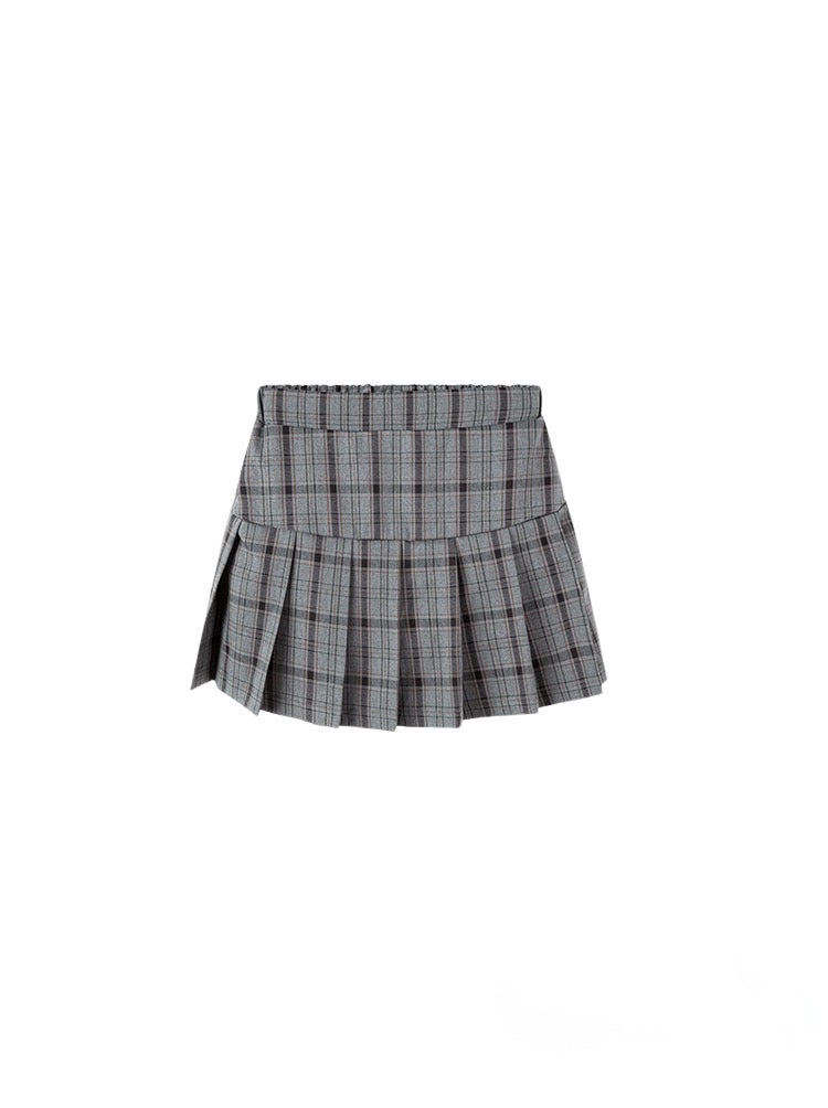 [90-160cm] Tartan check pleated skirt