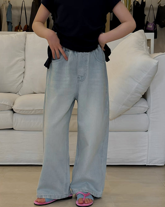 親子お揃い ライトデニム ワイドパンツ ｜ 110-160cm