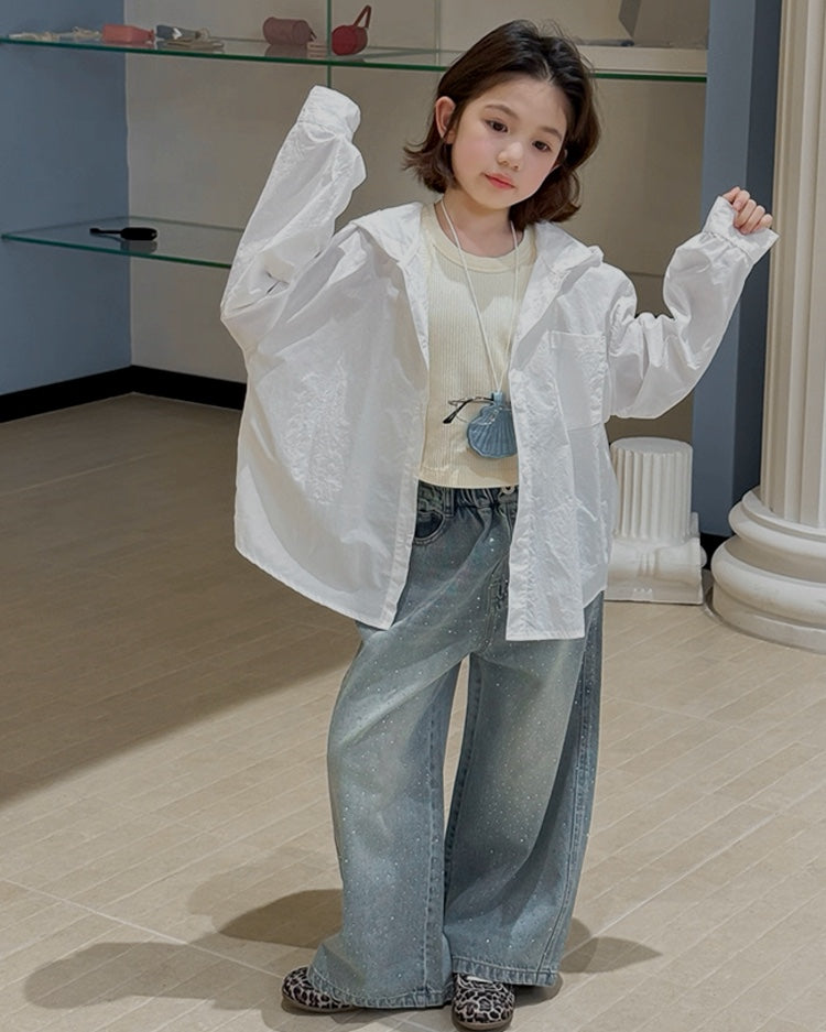 【110-160cm】フード付き シアーシャツ