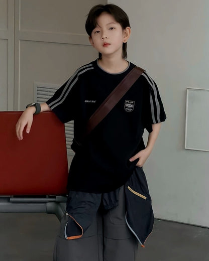 ラインデザイン オーバーサイズ スポーツTシャツ 全2色 ｜ 110-160cm