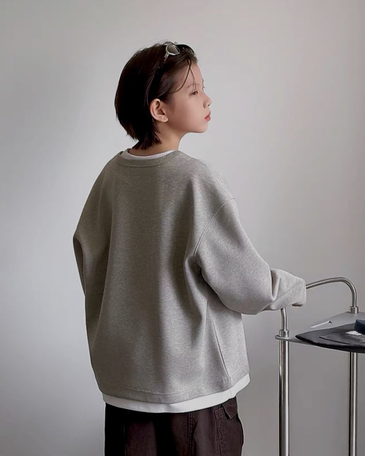 フェイクレイヤード スウェットプルオーバー｜110-160cm