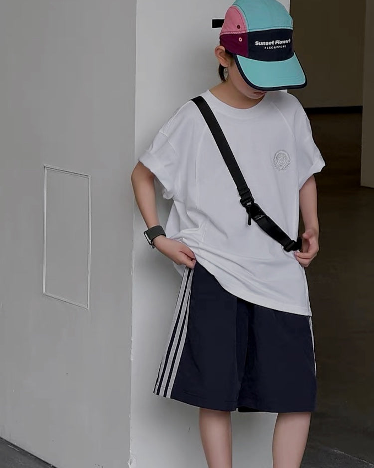 ワンポイント刺繍 オーバーサイズTシャツ｜110-160cm