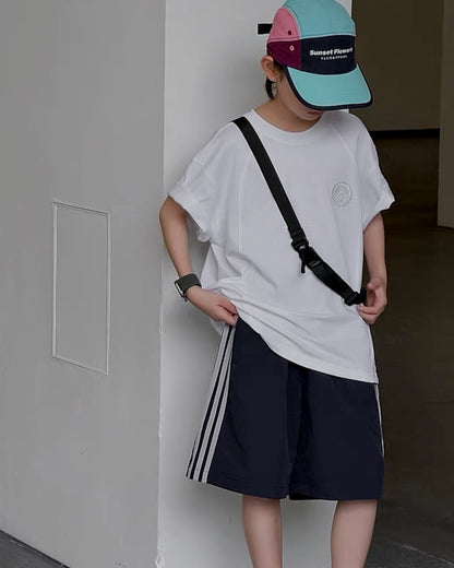 ワンポイント刺繍 オーバーサイズTシャツ｜110-160cm