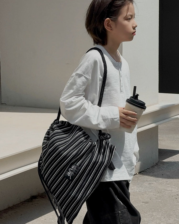 コットンヘンリーネック ロングTシャツ｜110-160cm