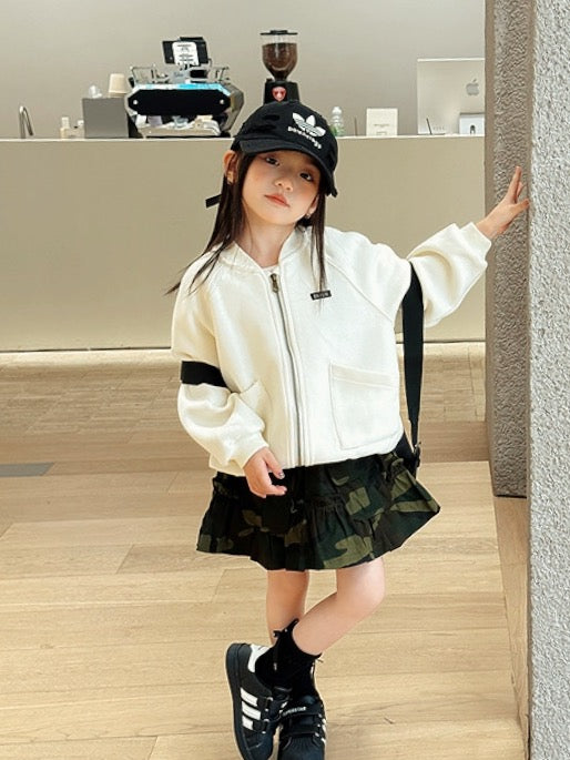 【100-160cm】迷彩柄ティアードスカート