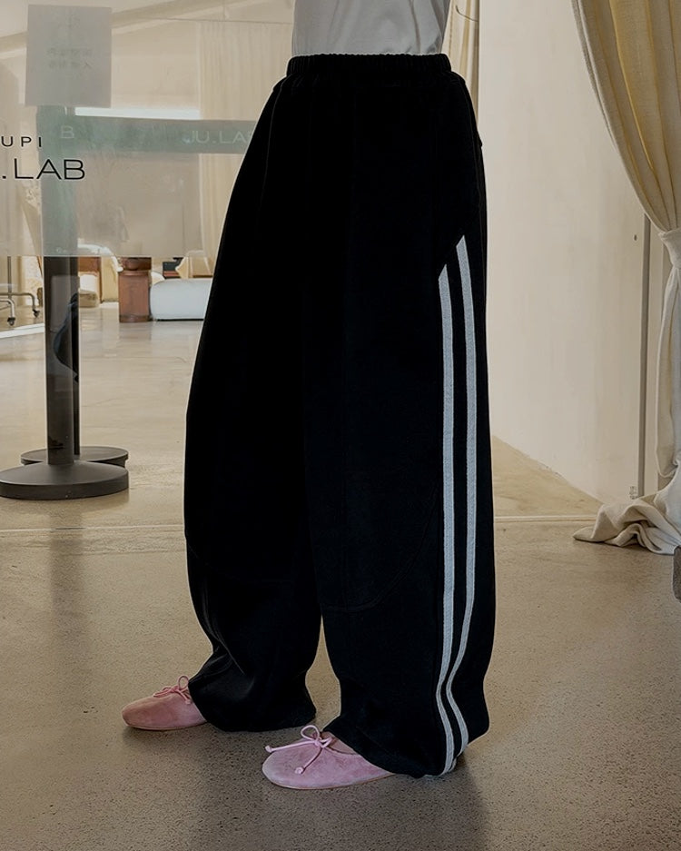 親子お揃い サイドライン ワイドスウェットパンツ｜120-160cm