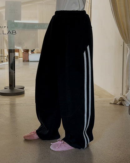 親子お揃い サイドライン ワイドスウェットパンツ｜120-160cm