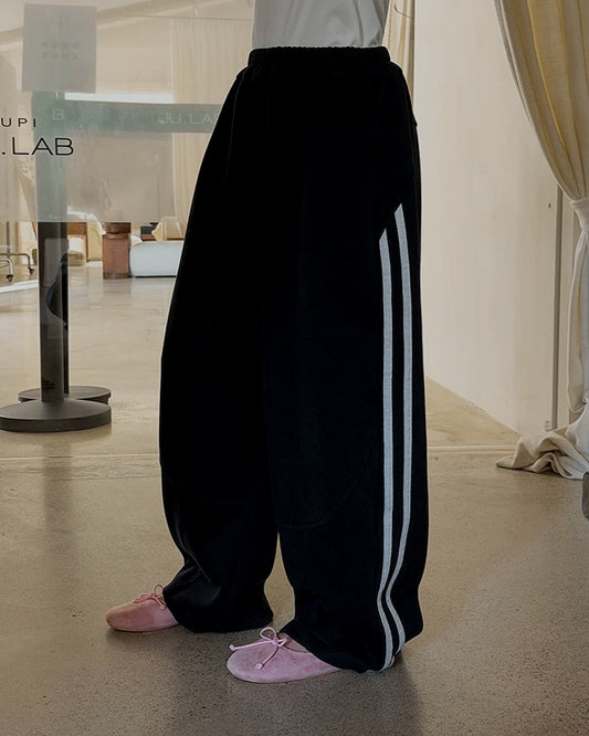 親子お揃い サイドライン ワイドスウェットパンツ｜120-160cm