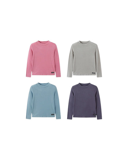 【100-160cm】ソリッドロングスリーブTシャツ