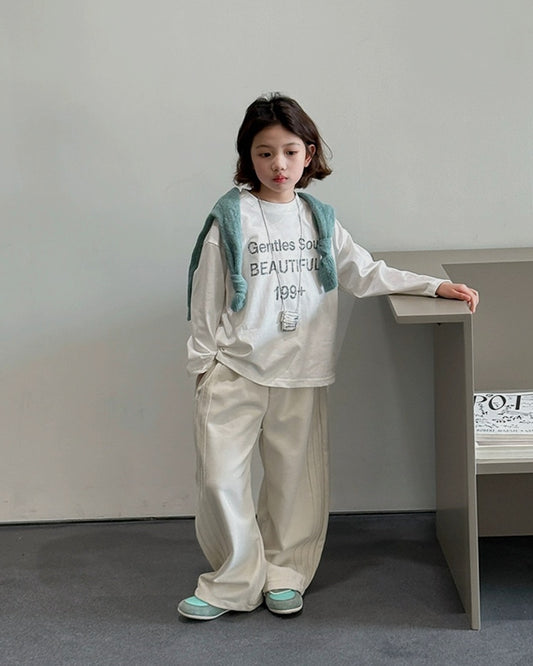 【110-160cm】親子お揃い レターロゴ ロングスリーブ Tシャツ