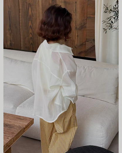 Matching parent-child sheer light shirt (2 colors) | 110-160cm