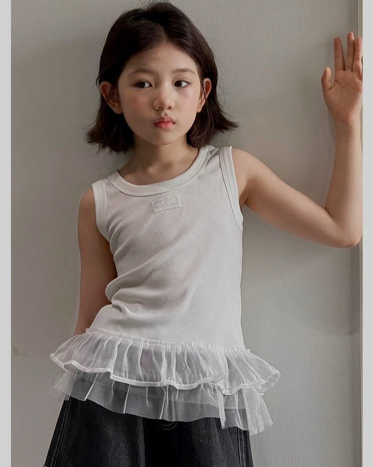 チュールヘム リブタンクトップ｜110-160cm
