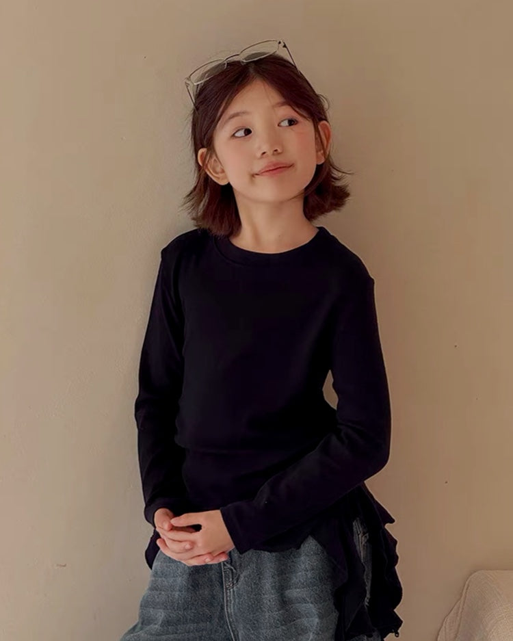 親子お揃い サイドリボン 長袖Tシャツ 全2色｜120-160cm