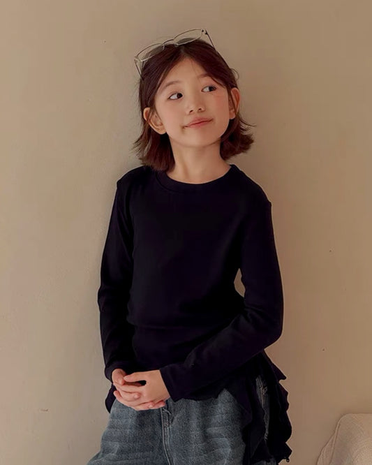親子お揃い サイドリボン 長袖Tシャツ 全2色｜120-160cm