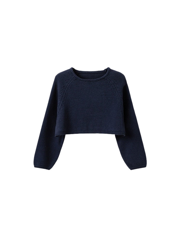 【100-160cm】クロップドニットトップス
