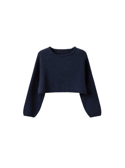 【100-160cm】クロップドニットトップス