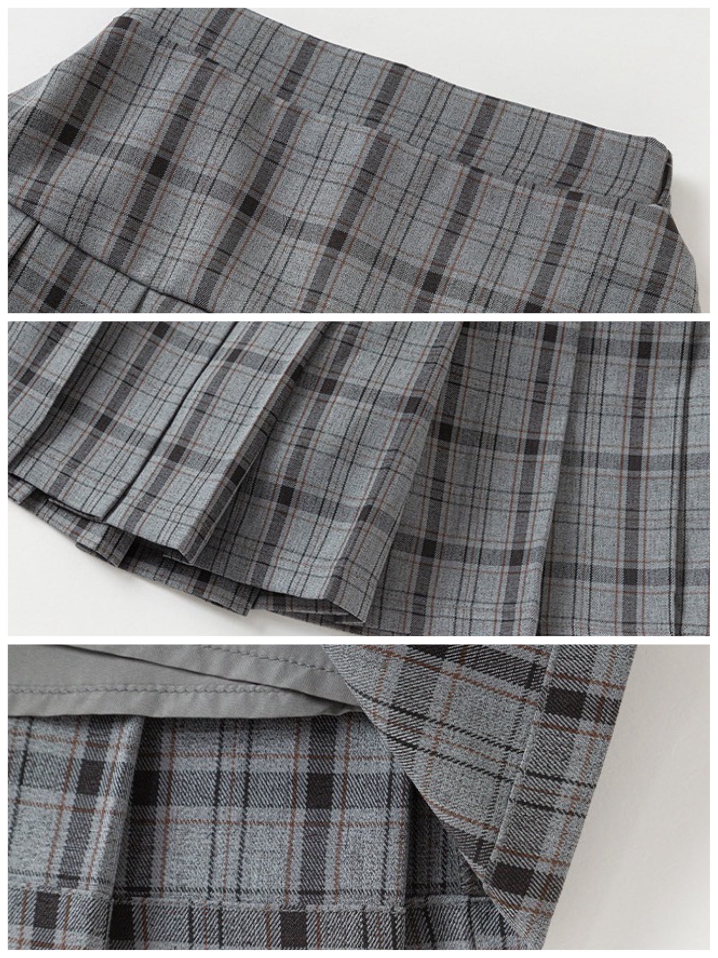 [90-160cm] Tartan check pleated skirt