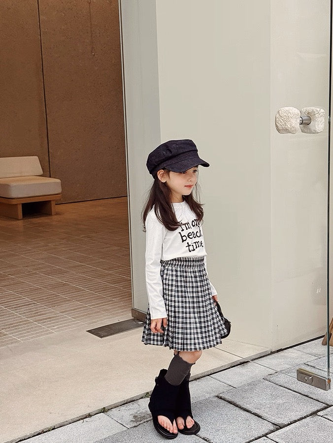 【100-160cm】チェックプリーツスカート