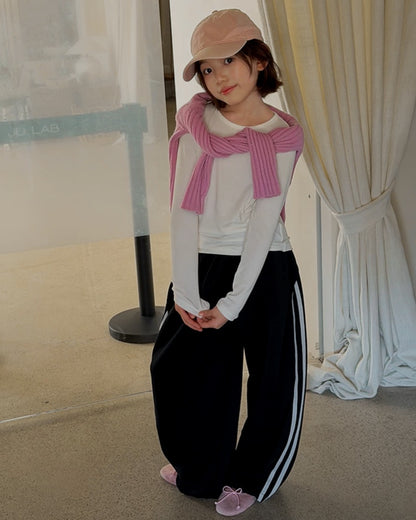 親子お揃い サイドライン ワイドスウェットパンツ｜120-160cm