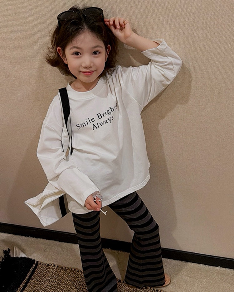 【110-160cm】親子お揃い レターロゴ ロングスリーブ Tシャツ