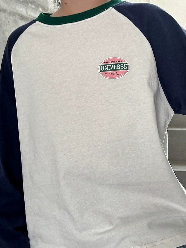 [100-160cm] Raglan sleeve print T-shirt