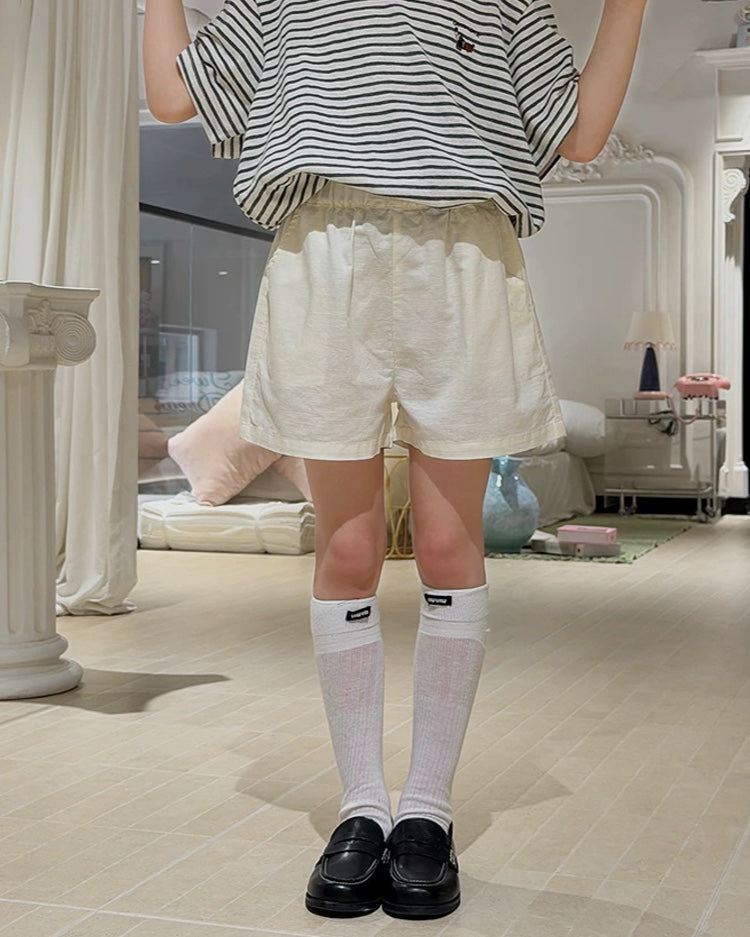 親子お揃い リネンブレンド ベーシックショートパンツ 全5色｜110-160cm