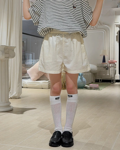 親子お揃い リネンブレンド ベーシックショートパンツ 全5色｜110-160cm