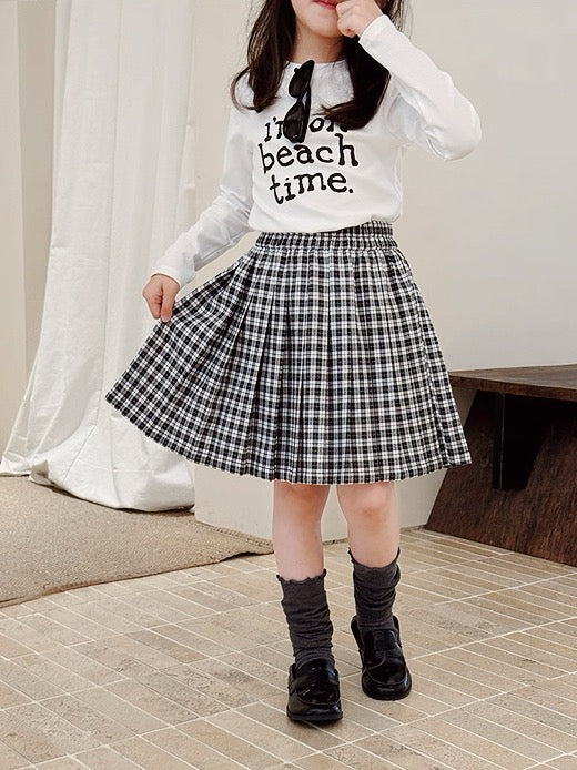 【100-160cm】チェックプリーツスカート