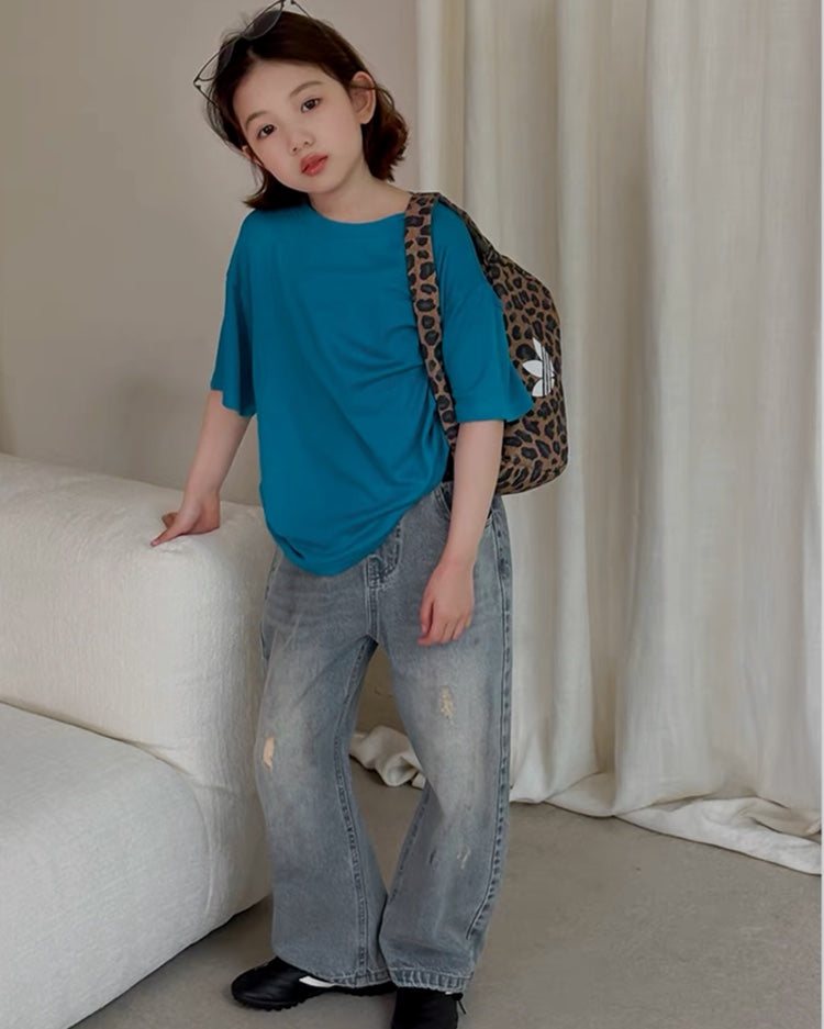 親子お揃い デニム ワイドパンツ ｜ 110-160cm