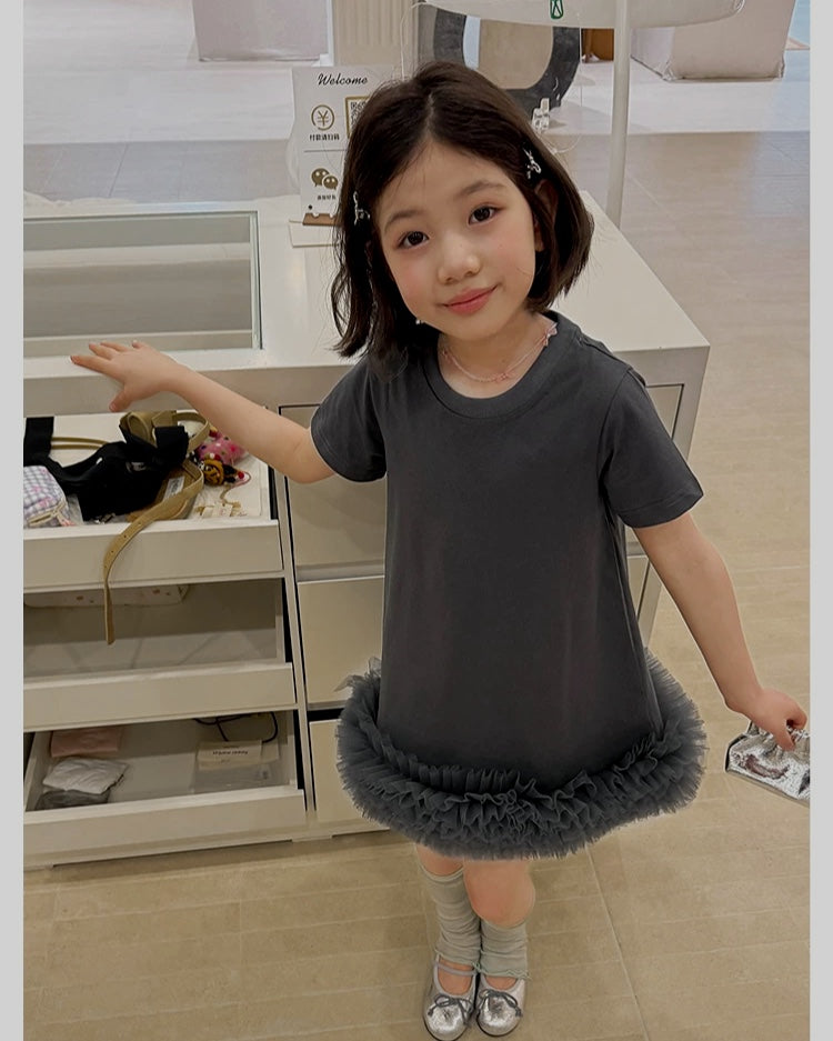 チュールフリル Tシャツワンピース｜110-160cm