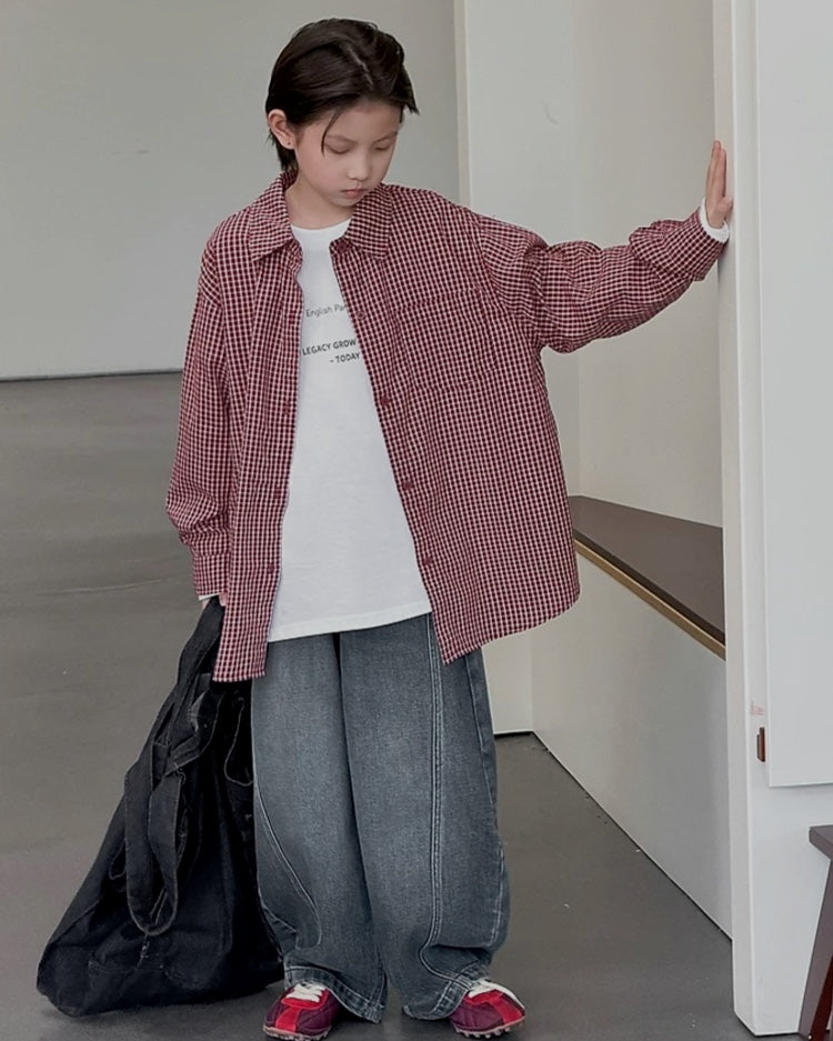 ウォッシュド ワイドデニムパンツ｜120-160cm