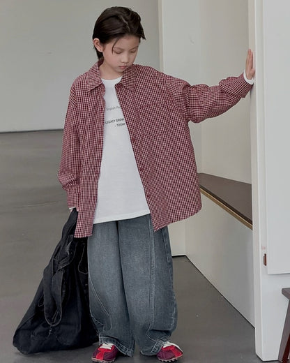 ウォッシュド ワイドデニムパンツ｜120-160cm