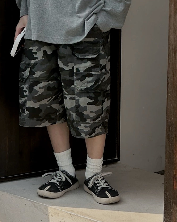 迷彩 カーゴ ハーフパンツ ｜ 110-160cm