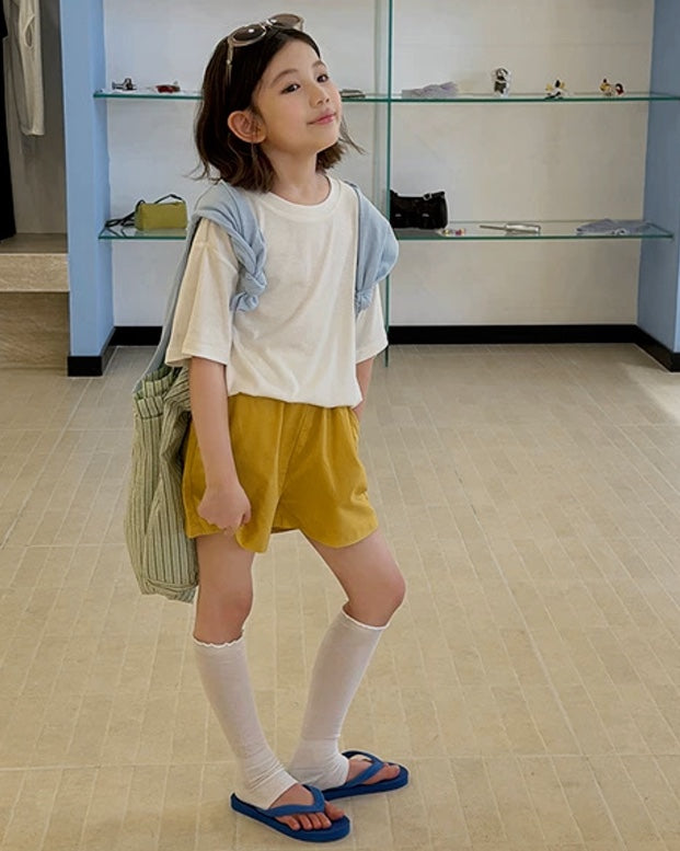 親子お揃い リネンブレンド ベーシックショートパンツ 全5色｜110-160cm