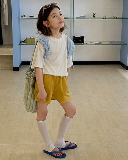 親子お揃い リネンブレンド ベーシックショートパンツ 全5色｜110-160cm