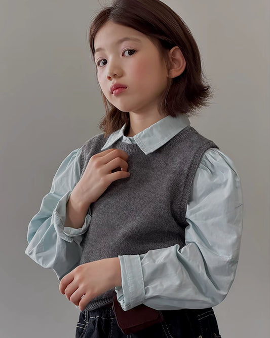 親子お揃い レイヤードニットベスト｜120-160cm
