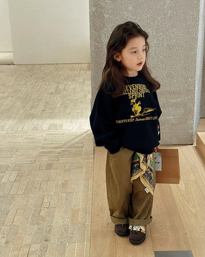 【100-160cm】ダック刺繍スェットプルオーバー