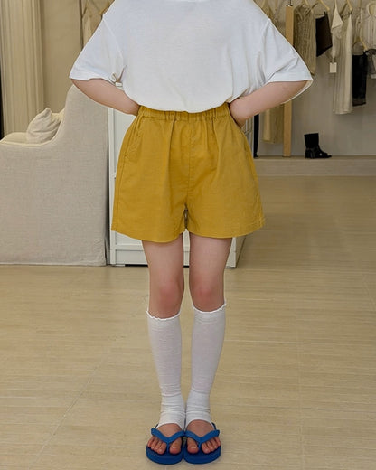 親子お揃い リネンブレンド ベーシックショートパンツ 全5色｜110-160cm