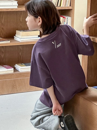 【110-160cm】フロントソリッドTシャツ