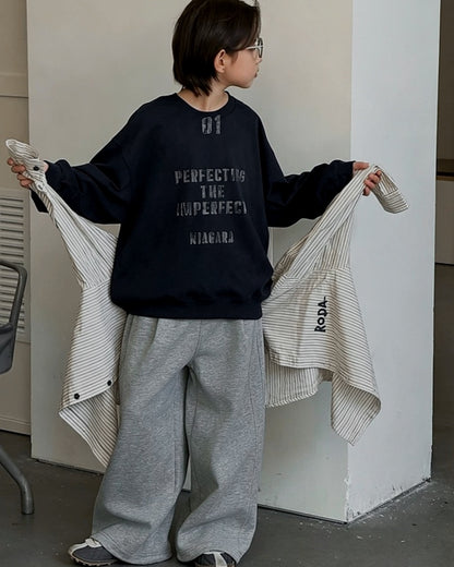 シームライン ワイドスウェットパンツ｜110-160cm