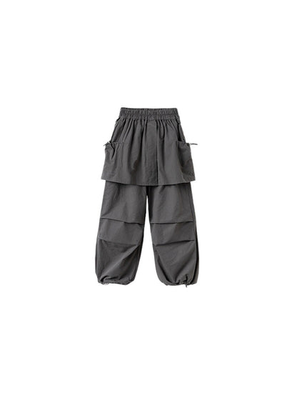 【100-160cm】レイヤード風カーゴパンツ