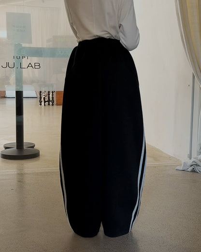 親子お揃い サイドライン ワイドスウェットパンツ｜120-160cm