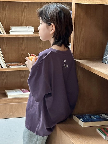 【110-160cm】フロントソリッドTシャツ