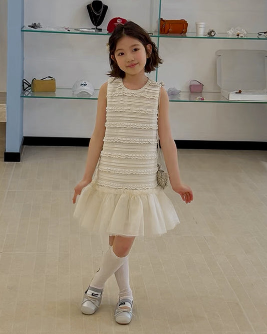 レースフリル ノースリーブワンピース｜110-160cm