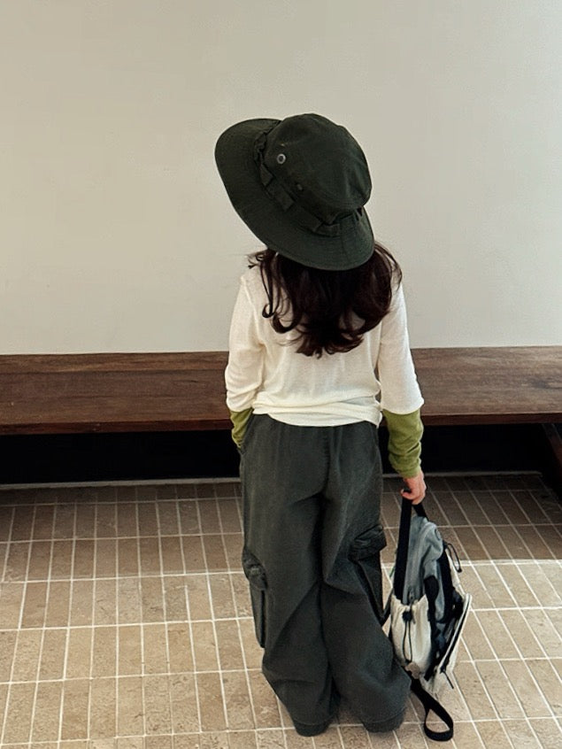 【100-160cm】バイカラーロングスリーブTシャツ