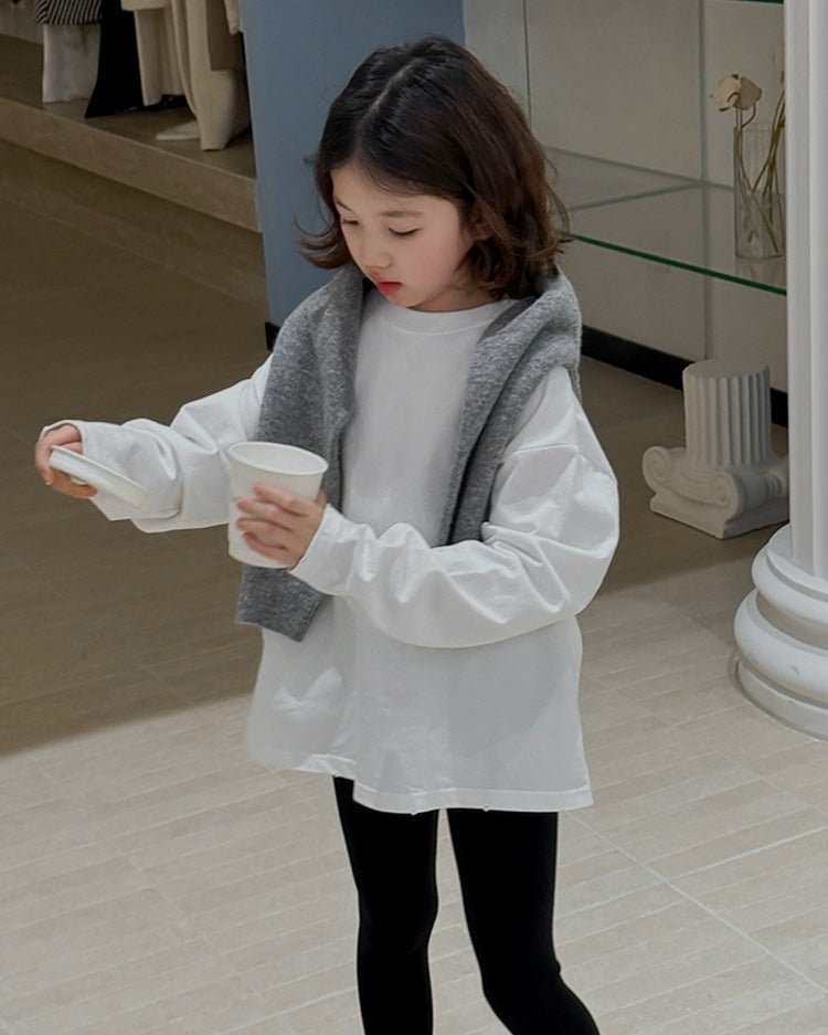 【110-160cm】親子お揃い オーバーサイズ 長袖Tシャツ