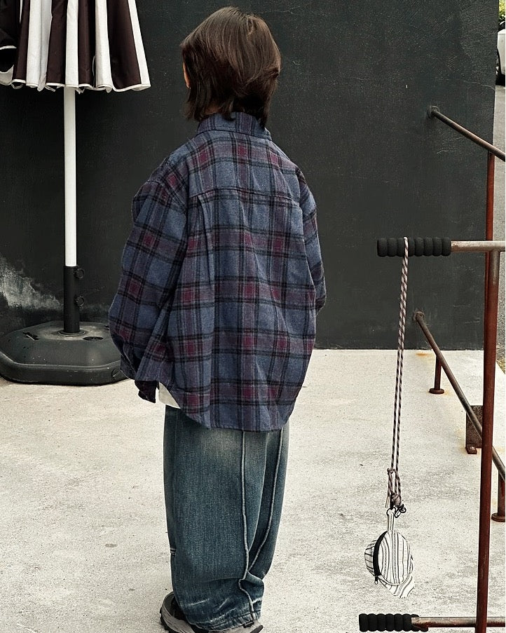 【110-160cm】コットンフランネルチェックシャツ